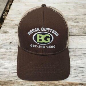 Brock Gutters Mesh Snapback Cap Trucker Baseball Embroidered Logo Brown Hat